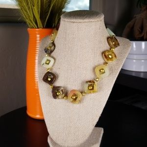 Pearl and Multi colored Jade Necklace